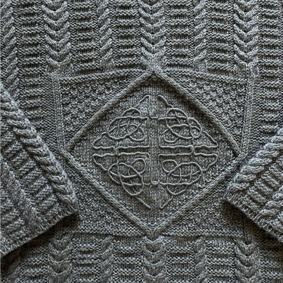 Vintage Thomas Keeling Chunky Knit Wool Fisherman Sweater Green Women’s Size S/M - Picture 3 of 10